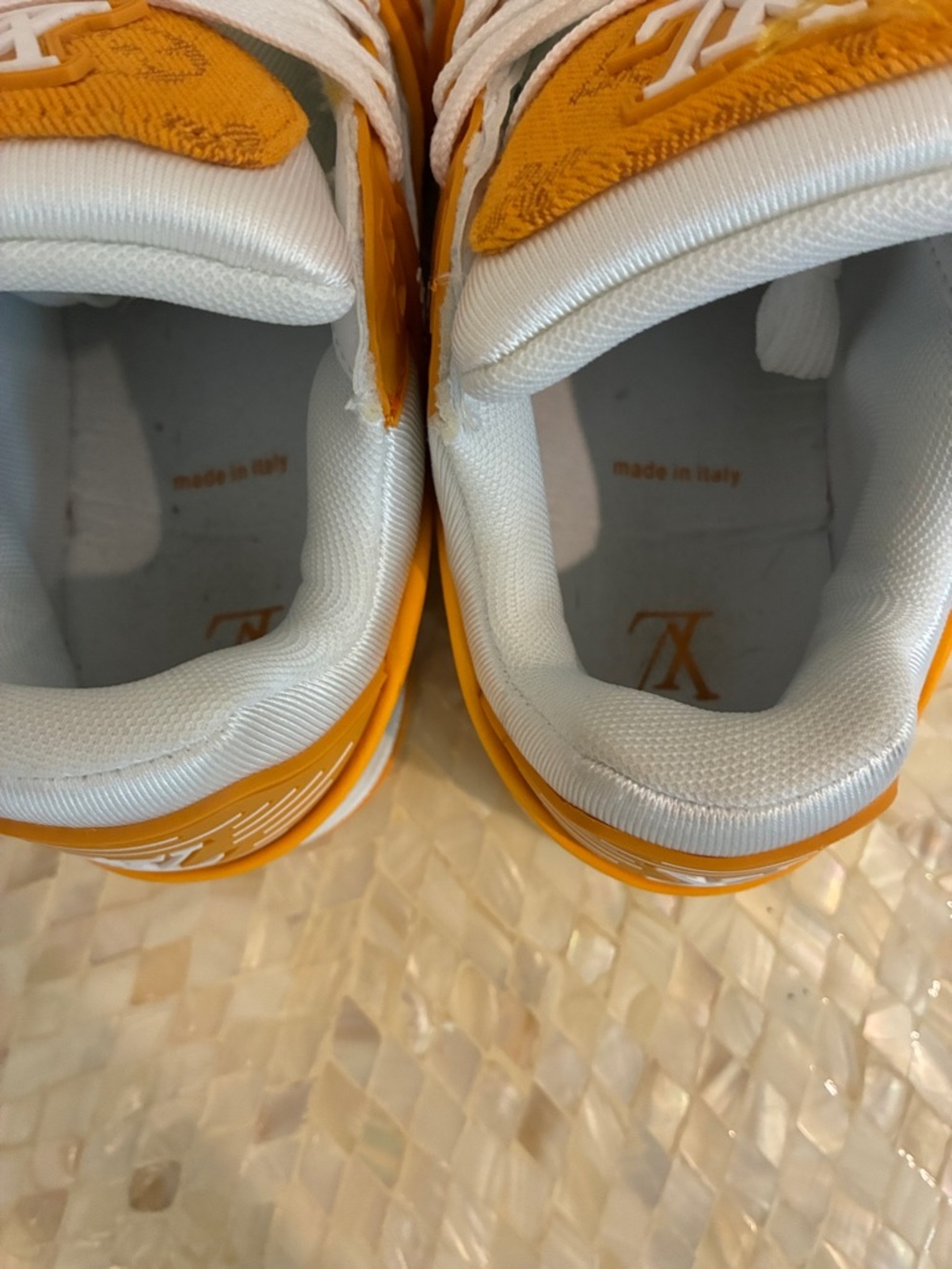 Louis Vuitton Orange and White Sneakers with LV Logo size 38 - Picture 4 of 12